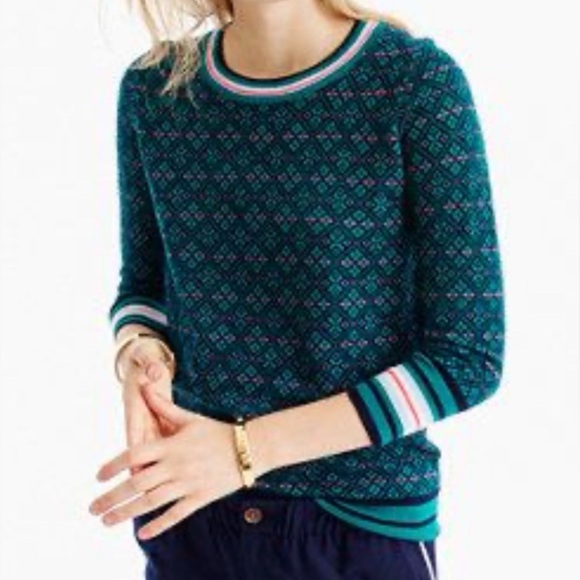 J. Crew Sweaters - j crew tippi sweater In Festive Fair Isle Merino Wool Size XL